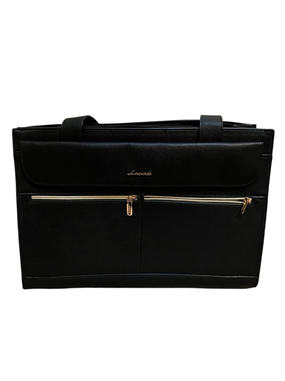 LOVEVOOK Handbag Leather Shoulder Bag Black Gold Zippers Tote Satchel Drink Hold